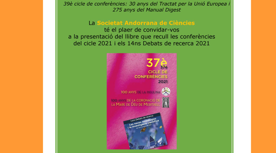 Cartell de la presentació del llibre de "Conferències i debats de recerca 2021" (SAC)