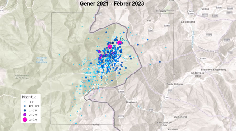 La localització dels diferents sismes des de 2021 (AR+I)