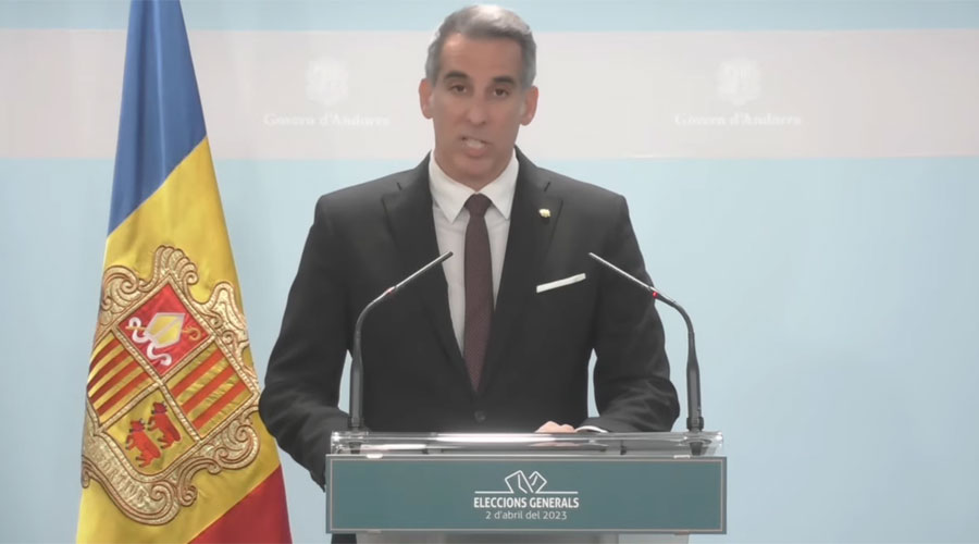 El ministre portaveu del Govern en funcions, Cèsar Marquina, en la seva compareixença a les 17 hores (Govern d'Andorra)