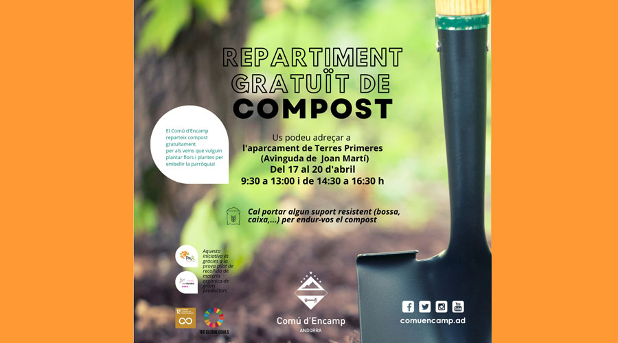 Cartell anunciant el repartiment de compost a la parròquia d'Encamp (Comú d'Encamp)