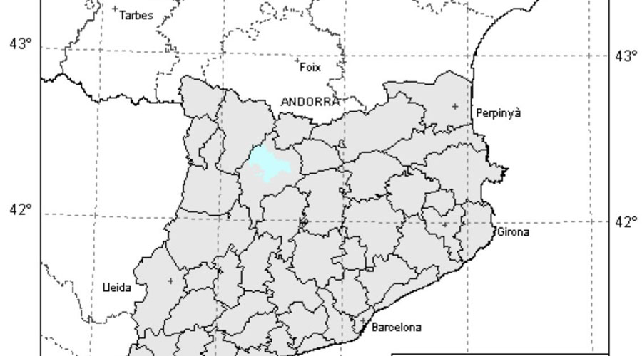 Mapa indicant l'epicentre del sisme