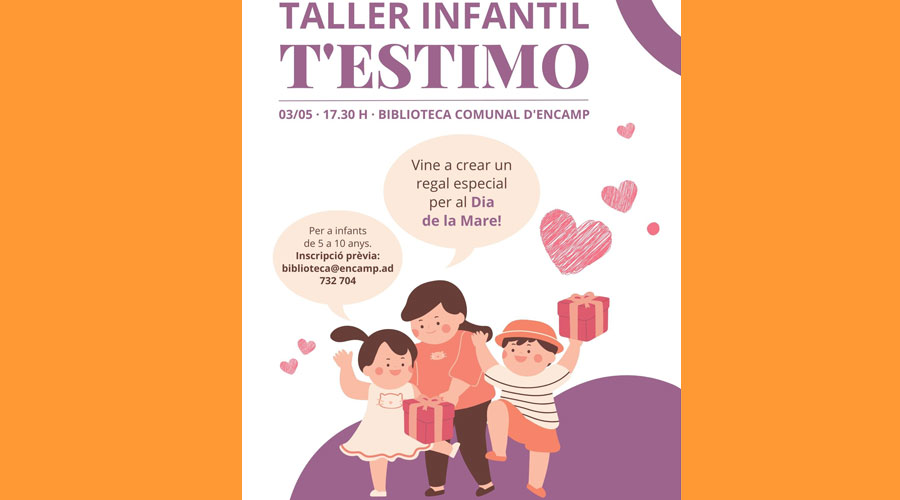 Cartell del taller infantil amb motiu del Dia de la Mare a Encamp (Comú d'Encamp)