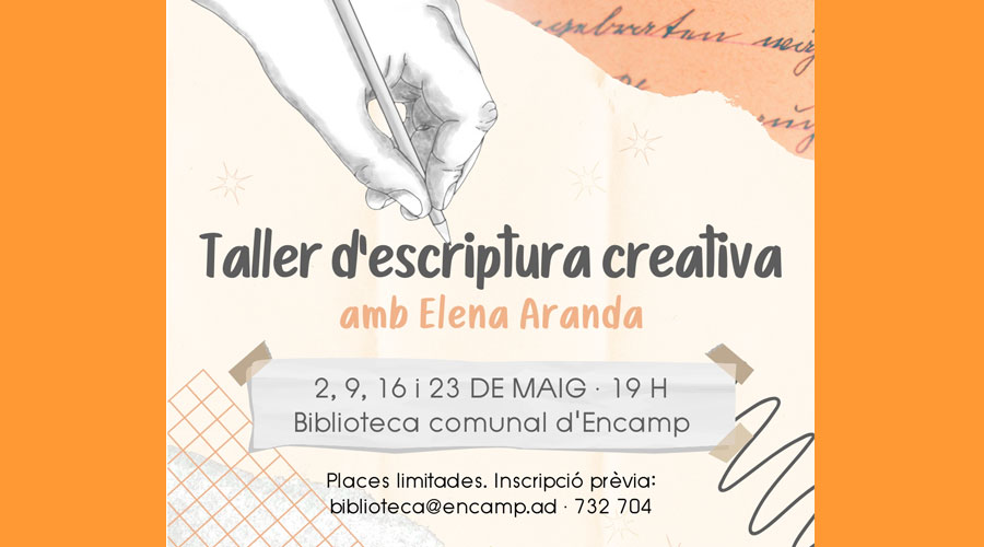Cartell anunciant el taller d'escriptura creativa a Encamp