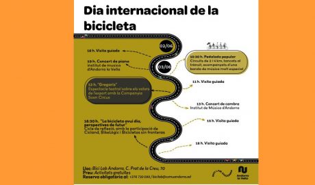 Cartell del Dia internacional de la bicicleta a Andorra la Vella