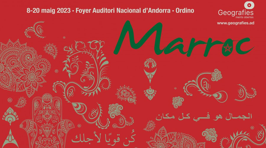 Cartell del cicle Geografies, a Ordino, centrat aquest 2023 en el Marroc (agenda.ad)