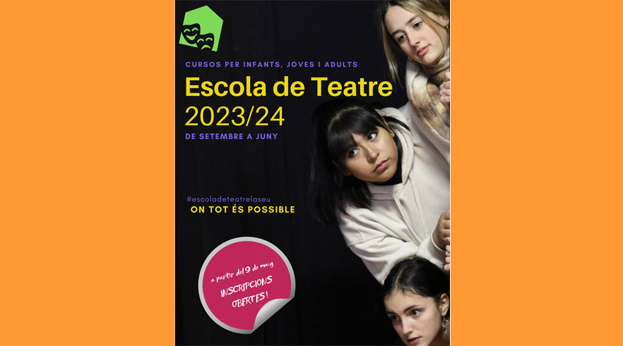 Cartell anunciant l'obertura d'inscripcions a l'Escola de Teatre de la Seu (RàdioSeu)