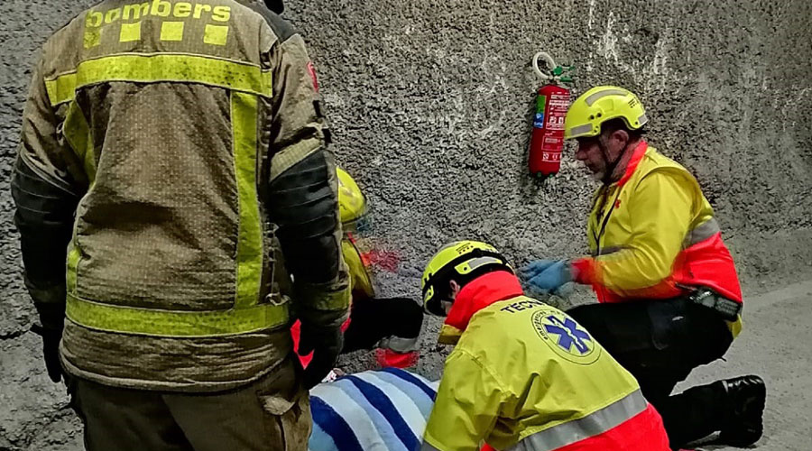 Imatge del simulacre d'accident de trànsit al túnel del Cadí (Govern.cat)
