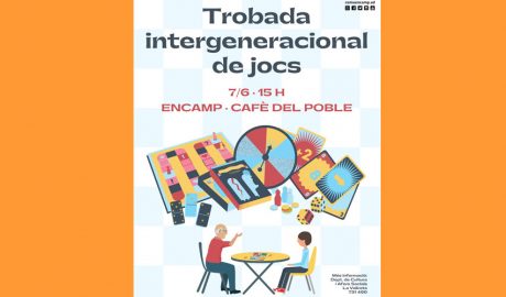 Cartell de la tarda de jocs de taula entre jovent i gent gran a Encamp