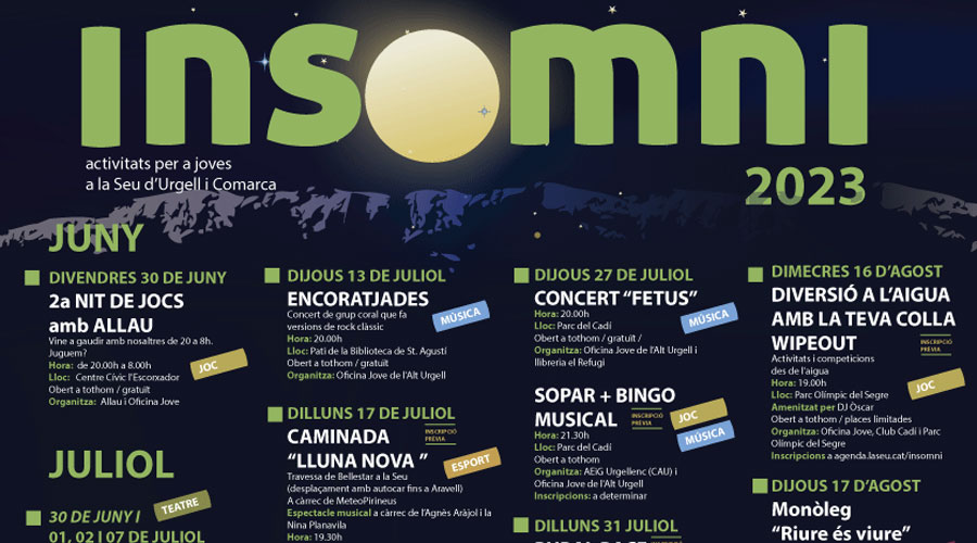 Fragment del cartell de l'Insomni d'Estiu 2023 de la Seu (Aj. la Seu)