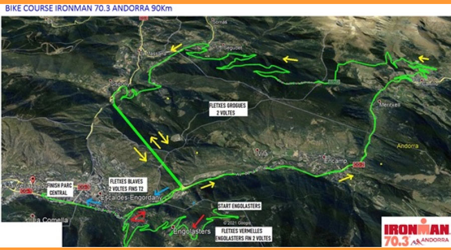 Mapa d'afectació de trànsit per l'Ironman (Govern d'Andorra)