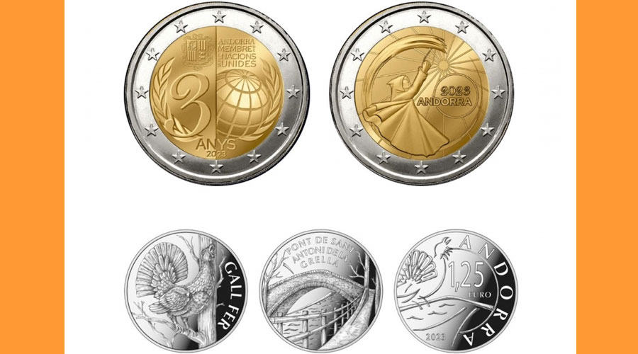 Les noves monedes d'euro que seran encunyades pròximament (Govern d'Andorra)