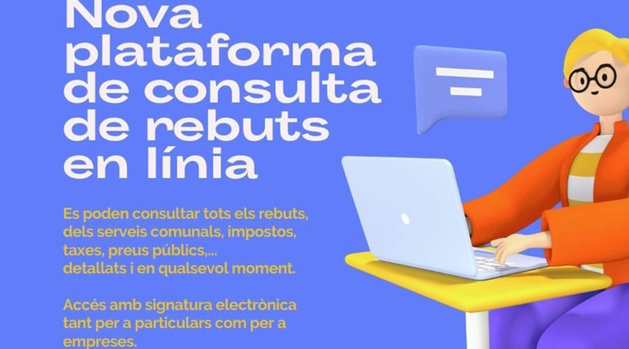 Cartell anunciant la nova plataforma de consulta de rebuts en línia a Encamp (Comú)