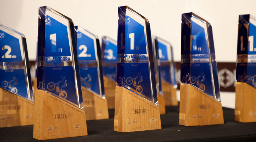Trofeus preparats per al  Campionat del Món de Trial d'Andorra 2023 (FMA)