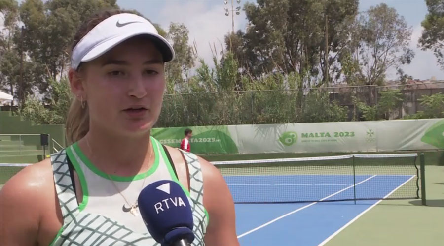 Vicky Jiménez entrevistada per RTVA a Malta després del partit guanyat (ATV)