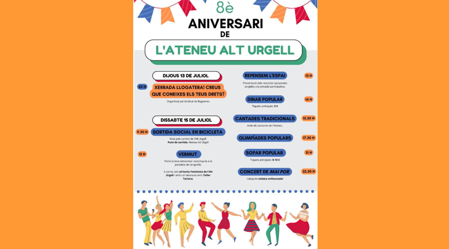 Cartell dels actes pel 8è aniversari de l'Ateneu Alt Urgell (RàdioSeu)