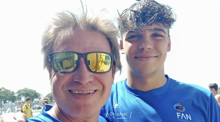 Sergio Rayo i el nedador andorrà Kevin Teixeira (FAN)
