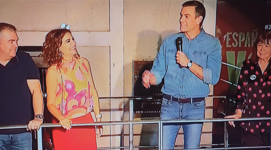 Pedro Sánchez a la seu del PSOE un cop sabut els resultats de les eleccions