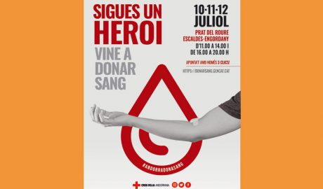 Cartell anunciant la nova campanya de donació de sang a Escaldes