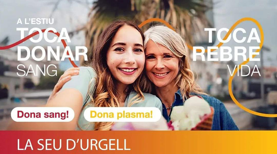 Cartell cridant a la donació de sang a la Seu (RàdioSeu)