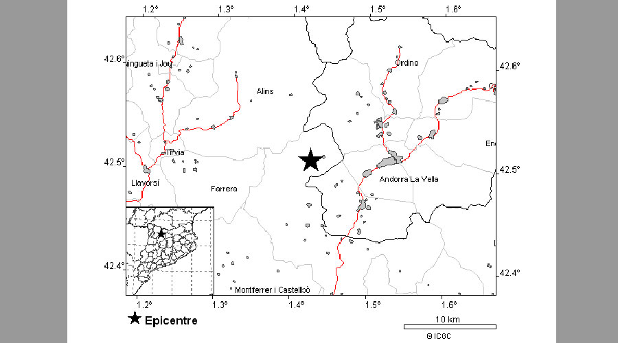 Localització del sisme a Os de Civís (AR+I)