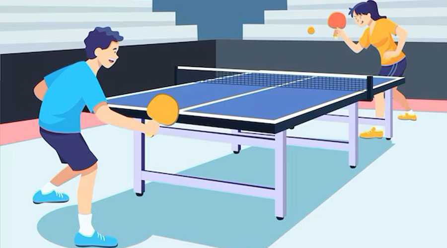 Dibuix de dos adolescents jugant a tennis de taula (freepik)