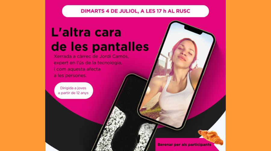 Cartell anunciant la xerrada sobre l'ús responsable de les pantalles (Comú d'Andorra la Vella)