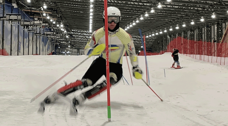 L'esquiador andorrà, Xavier Cornella, entrenant a Lituània (FAE)