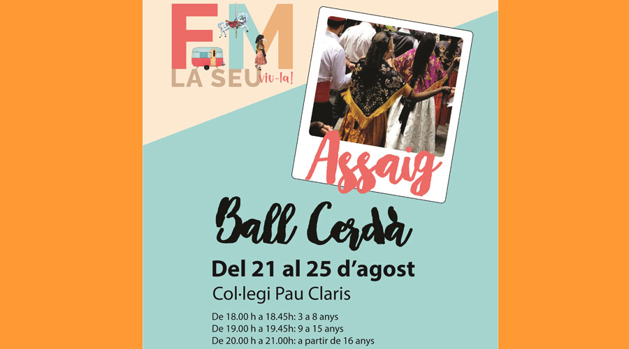 Cartell anunciant els assajos del Ball Cerdà a la Seu d'Urgell (Aj. la Seu)