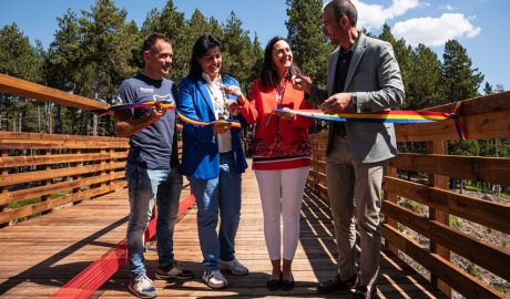 Marticella i les autoritats inaugurant la 9a edició de la Copa del Món de BTT a Andorra