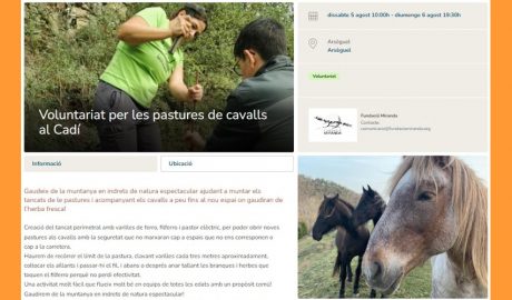 Cartell informant de la iniciativa de voluntariat per a fer un tancat de pastura per a cavalls a Arsèguel