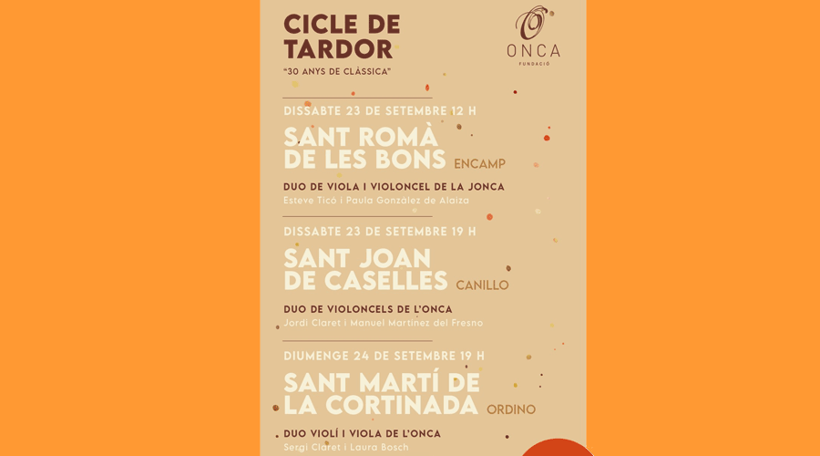 Cartell dels concerts programats per a aquest cap de setmana (Fundació ONCA)