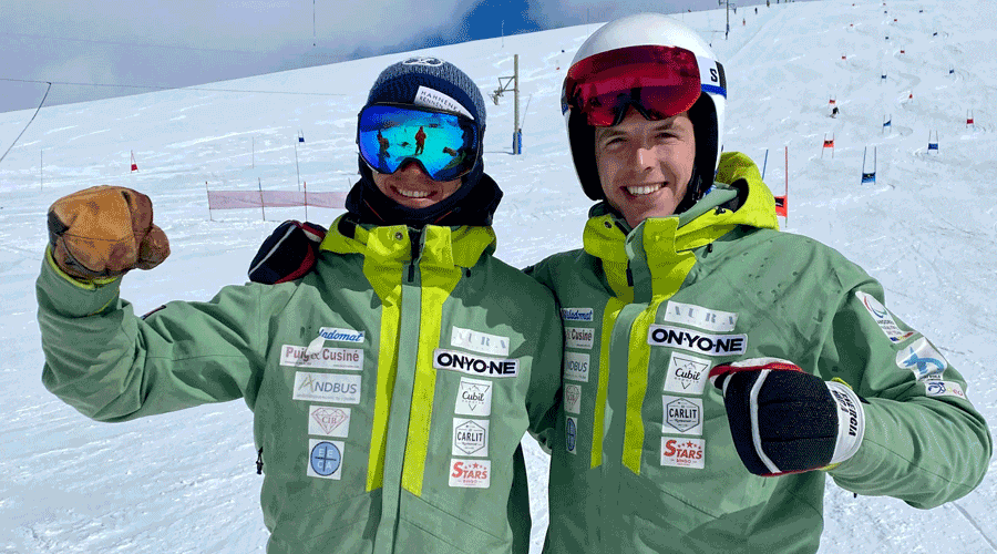 El tècnic, Pol Aguilà, i l'esquiador, Roger Puig (FAE)