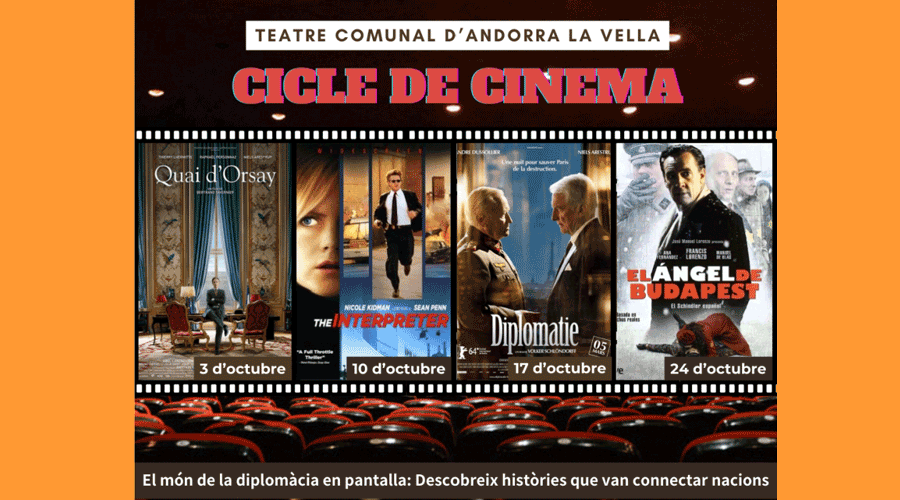 Cartell del cicle de cinema sobre diplomàcia (Govern d'Andorra)