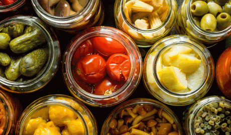 Diversos productes confitats en vinagre