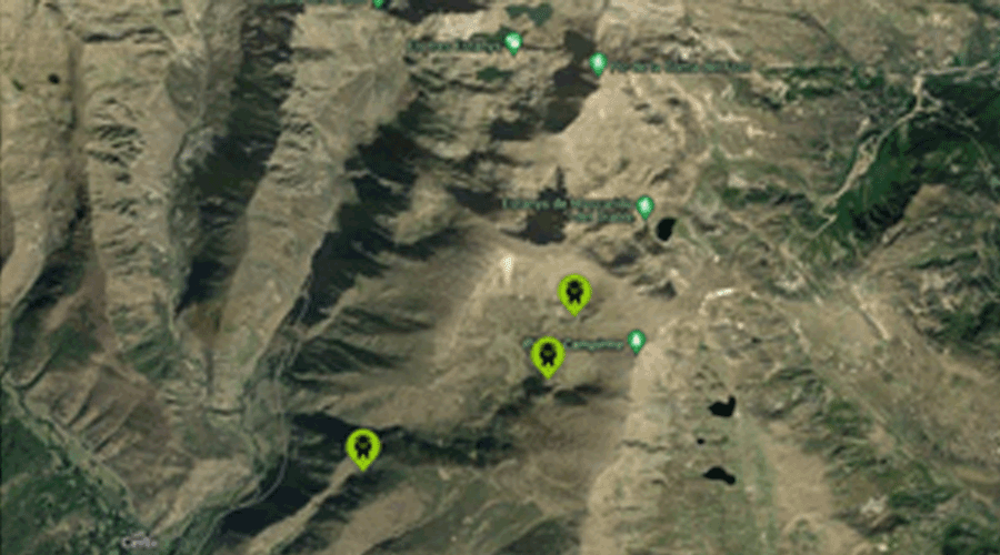 Captura d'imatge d'ordinador amb el bestiar amb dispositius de geolocalització (Govern.cat)