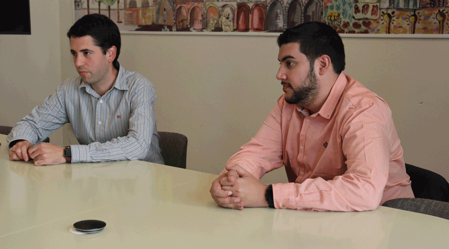 Joan Barrera i Pere Baró a l'Ajuntament de la Seu (Partit Socialdemòcrata)