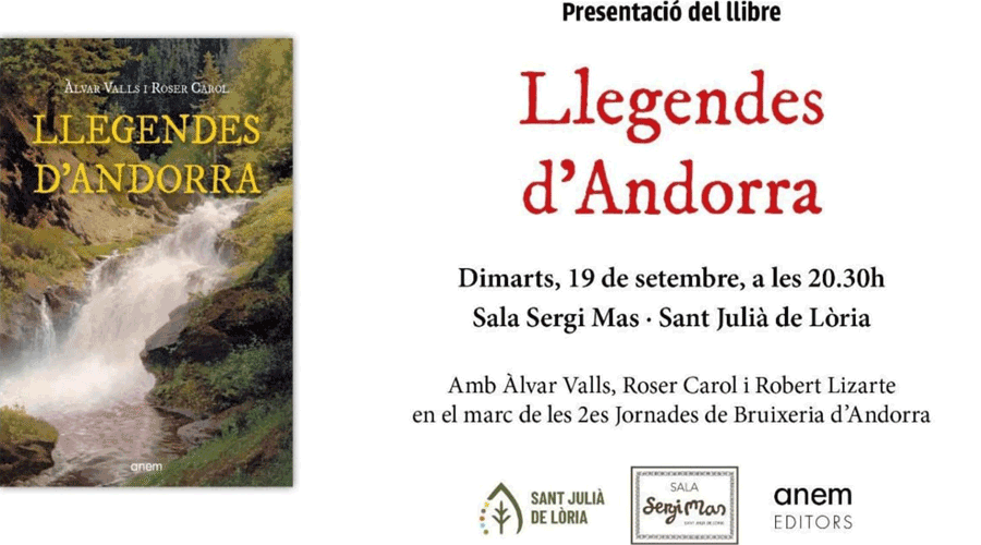Targeta informant de la presentació del llibre "Llegendes d'Andorra", a Sant Julià