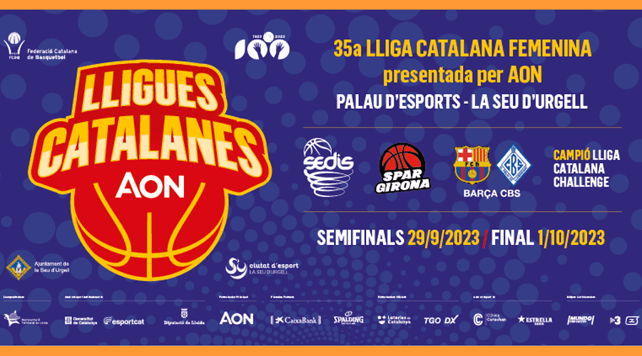 Cartell anunciant la 35a Lliga Catalana Femenina AON 2023 (Aj. la Seu)