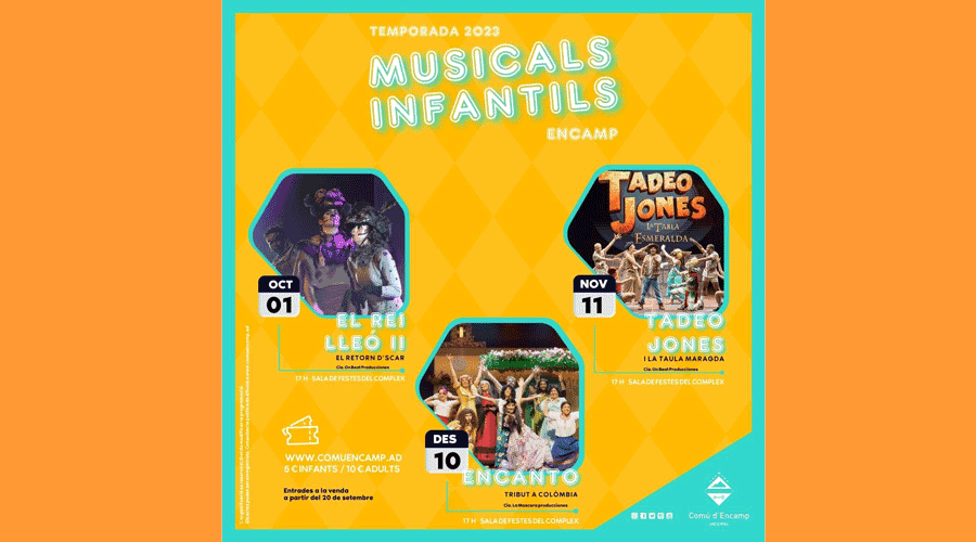 Cartell dels musicals infantils programats a Encamp (Comú)