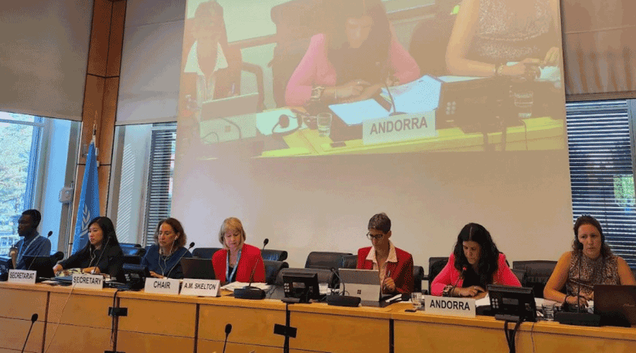 Laura Mas intervenint per Andorra a Ginebra (SFGA)