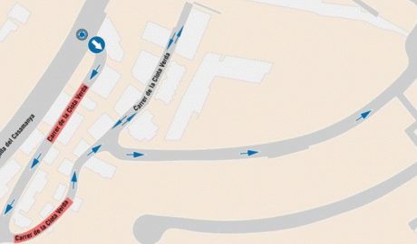 Plànol amb els nous sentits de circulació a Ordino