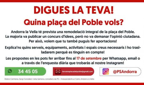 Cartell anunciador del concurs d'idees per a la remodelació de la plaça del Poble