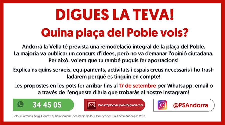 Cartell anunciador del concurs d'idees per a la remodelació de la plaça del Poble