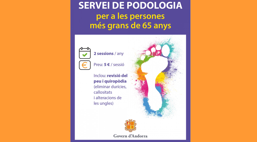 Cartell anunciant el servei de podologia per a majors de 65 anys (Govern d'Andorra)