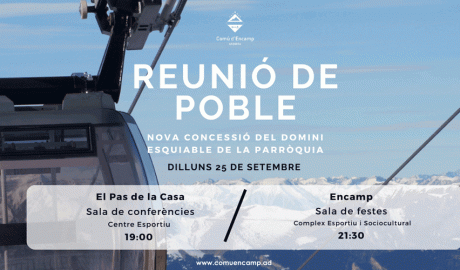 Cartell anunciant les reunions de poble a Encamp i al Pas