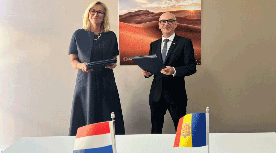 La ministra de Finances dels Països Baixos, Sigrid Kaag, i el ministre andorrà Ramon Lladós (SFGA)