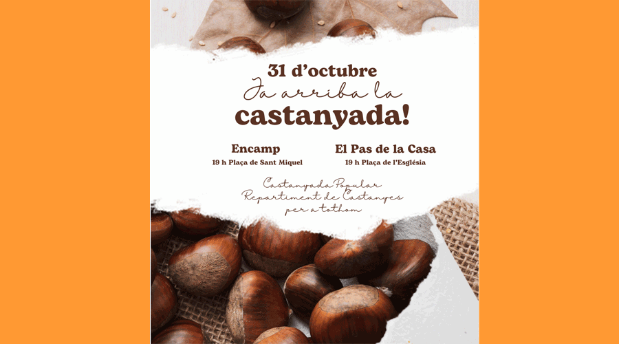 Cartell anunciant el repartiment de castanyes a Encamp i al Pas (Comú)