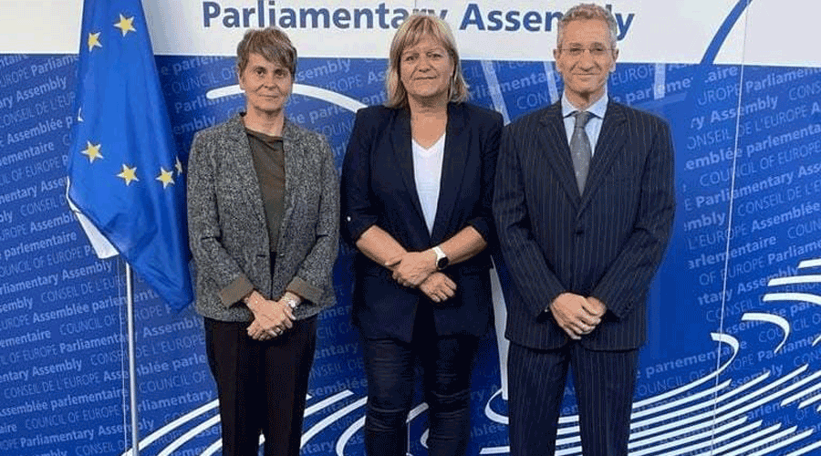 La delegació andorrana amb Susanna Vela, Berna Coma i Salomó Benchluch Ayach (Consell General)