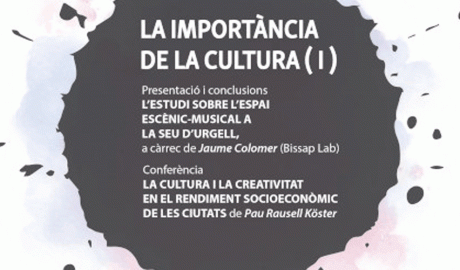 Cartell anunciant la presentació de l'estudi a càrrec de Jaume Colomer i la posterior conferència
