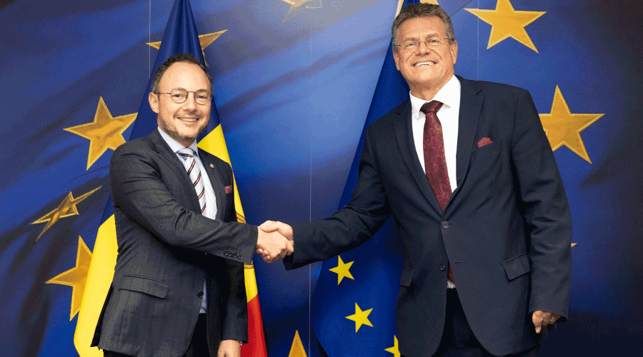 Xavier Espot, i el vicepresident Executiu de la Comissió Europea, Maroš Šefčovič (SFGA)